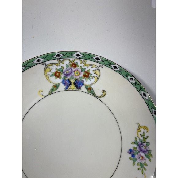 1920s NORITAKE M In Wreath Round Cake Serving Plate W/ Gilded Handles Flowers - Picture 5 of 9